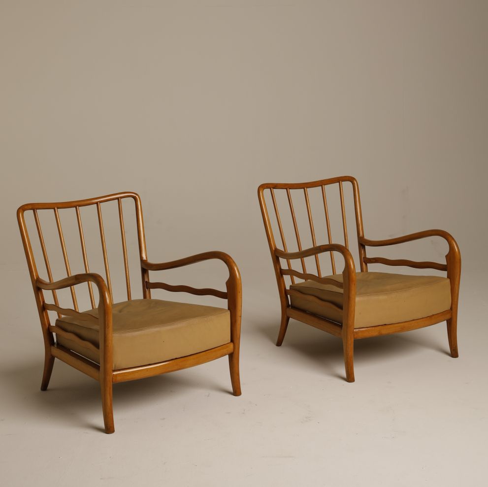 Paolo Buffa (Attr.), Two armchairs, 1950s